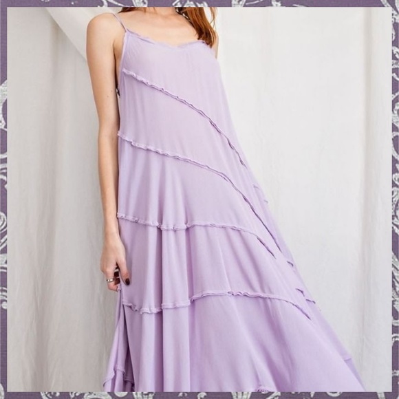 EASEL "Sun Seeker" Sexy Flowy Maxi Sundress W/Raw Seams & Back Self-Tie Details - Picture 14 of 16